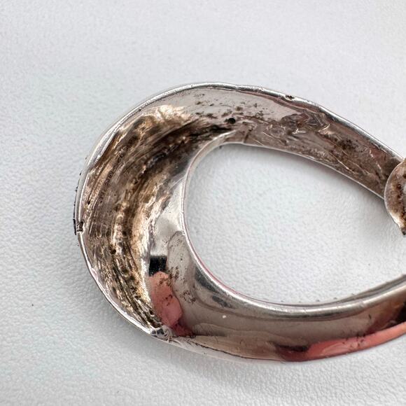 Tested Silver Twisted Hoop Earrings Faux Marcasite Milgrain Cobbled 9.23 Grams - Picture 11 of 16